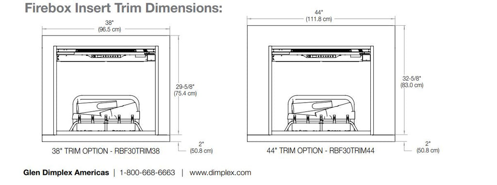 Dimplex Revillusion 38 inch trim installation specifications diagram
