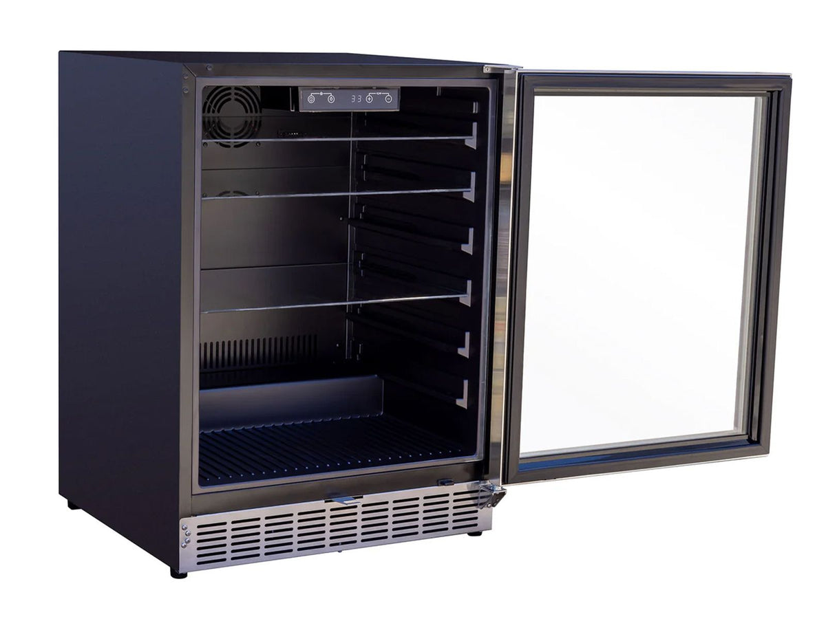 Summerset 24-Inch 5.1 Cu. Ft. Outdoor Glass Door Refrigerator with Glass Shelves