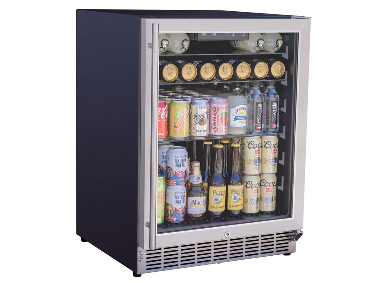 Summerset 24-Inch 5.1 Cu. Ft. Outdoor Glass Door Refrigerator with Glass Shelves