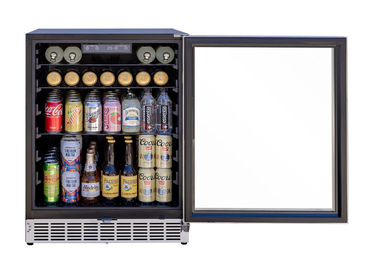 Summerset 24-Inch 5.1 Cu. Ft. Outdoor Glass Door Refrigerator with Glass Shelves