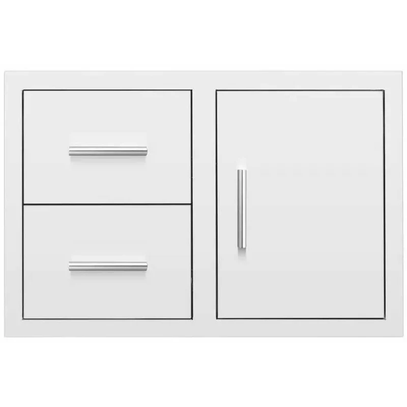 Summerset 33-Inch Flush Mount 2 Soft-Closing Drawers &amp; Access Door Combo – 304 Stainless Steel Outdoor Storage