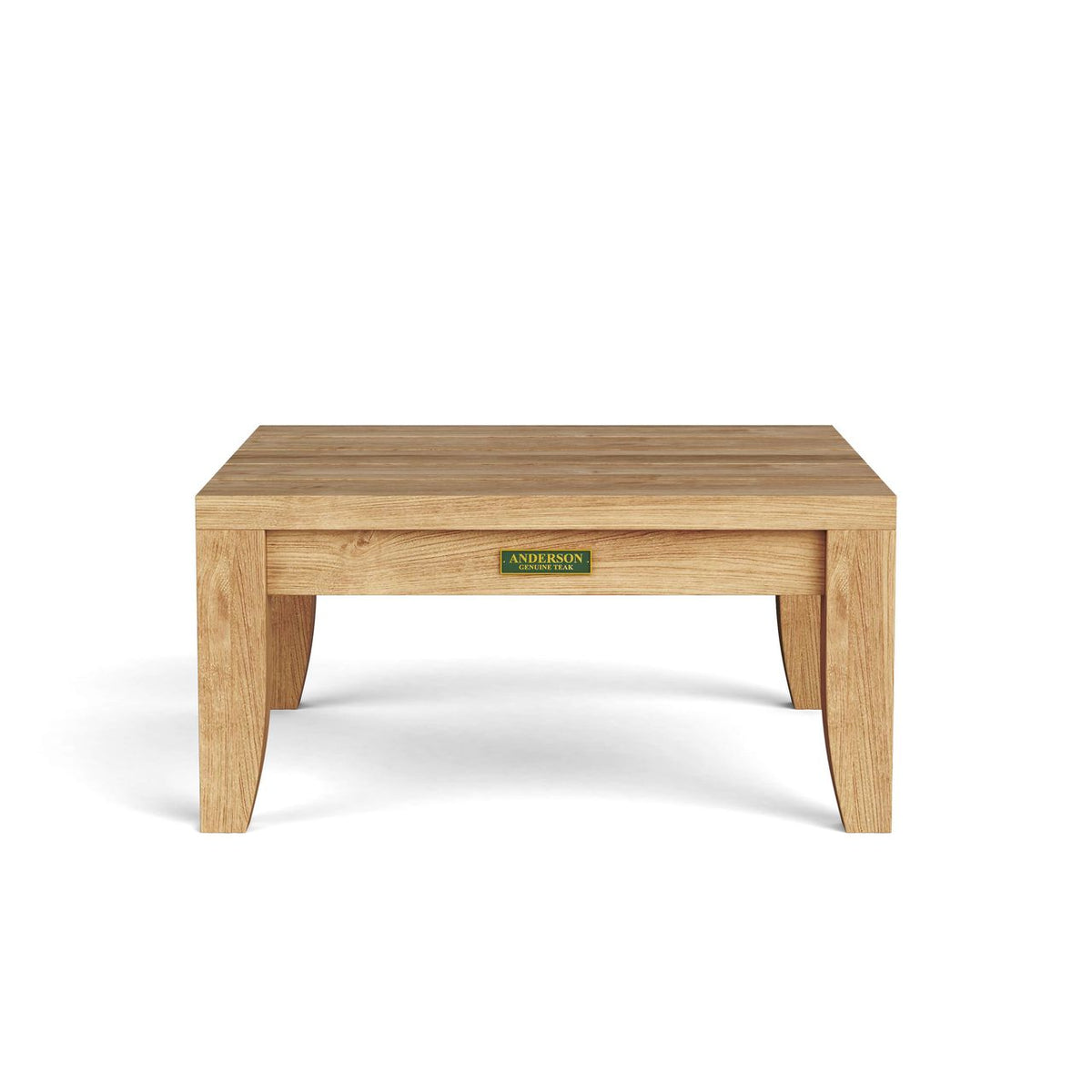 Wooden coffee table with a visible brand logo on a white background