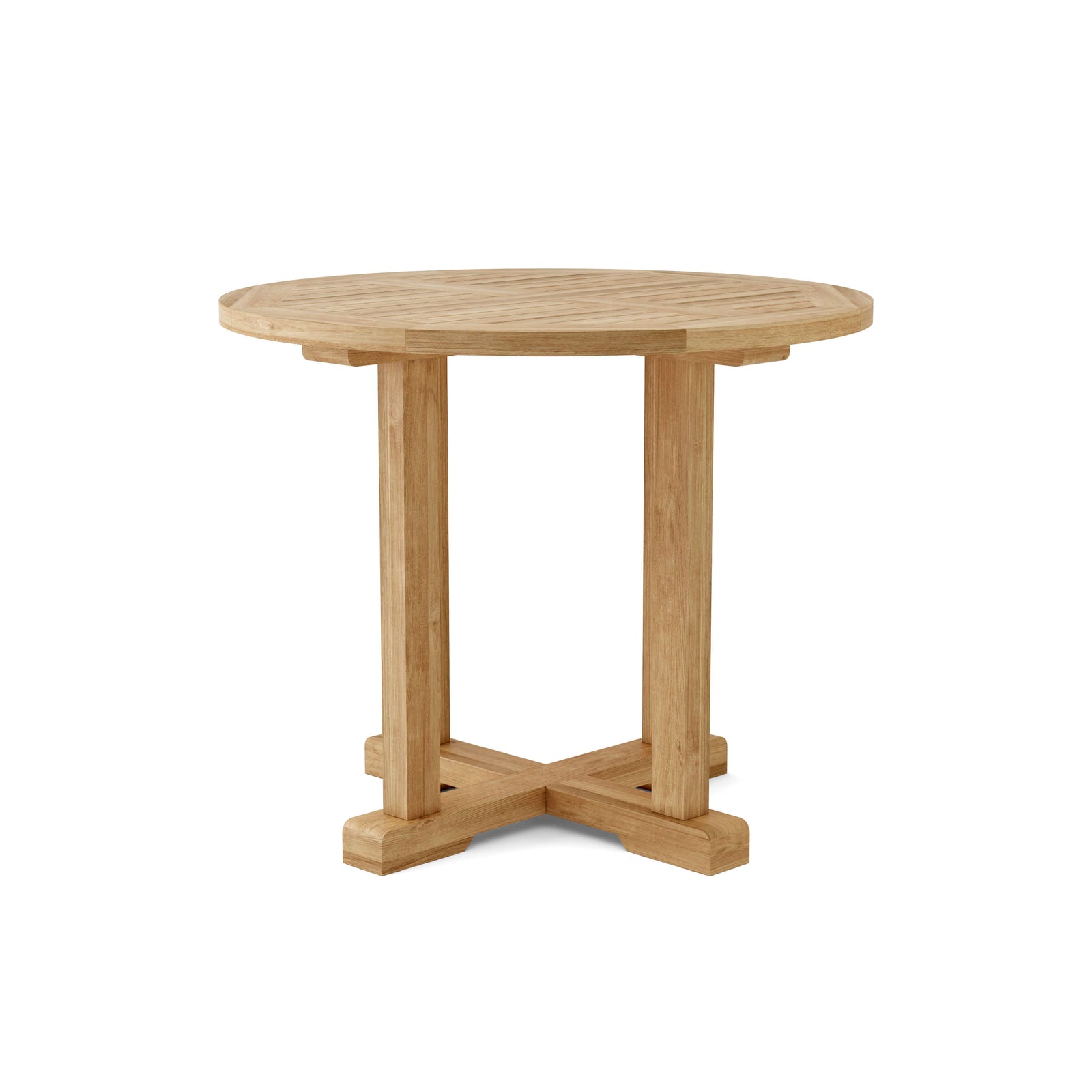 Wooden round table on a white background