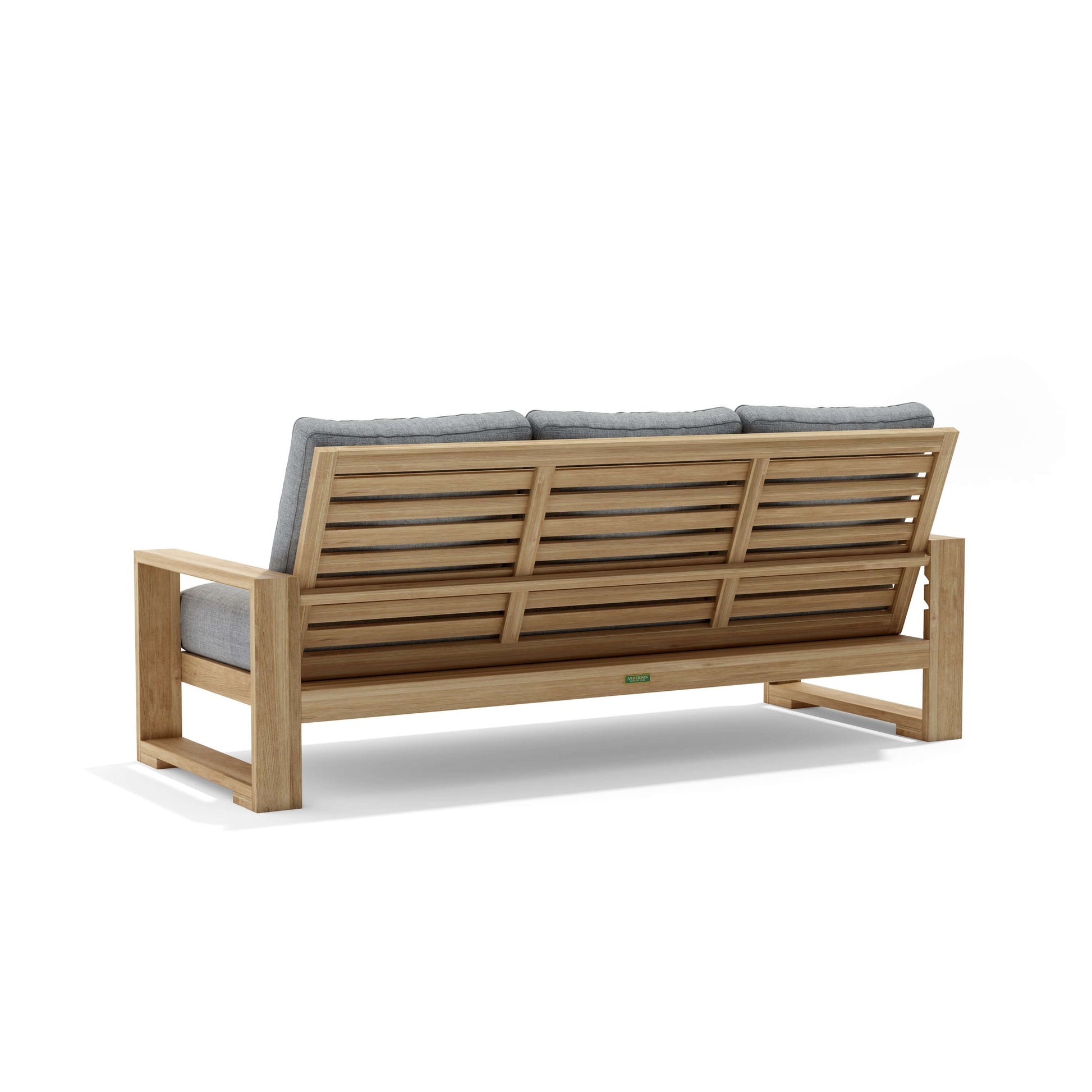 Anderson Teak Capistrano Deep Seating Sofa - close-up of teak frame and cushion construction
