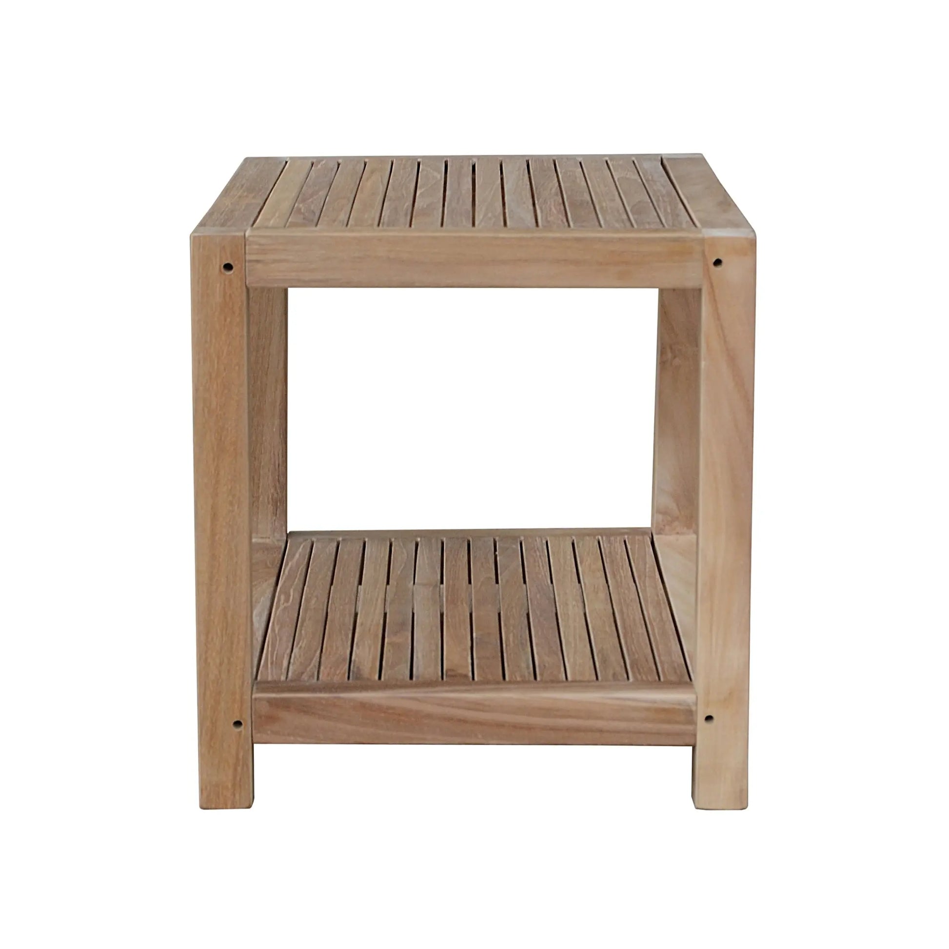Windsor 2-Tier Side Table – Teak Outdoor & Indoor Storage | BetterPatio // BetterPatio.com