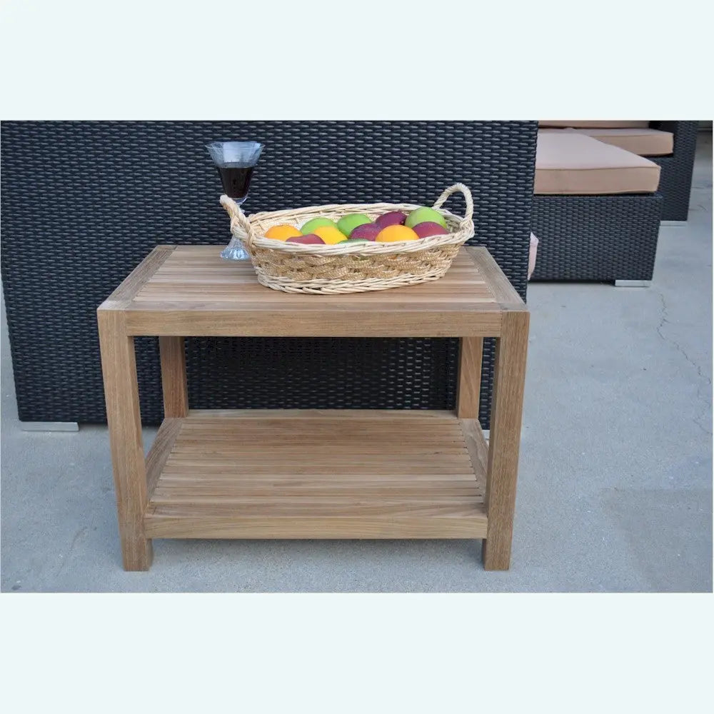 Windsor 2-Tier Side Table – Teak Outdoor & Indoor Storage | BetterPatio // BetterPatio.com
