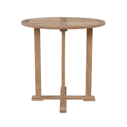 Round wooden table on a white background