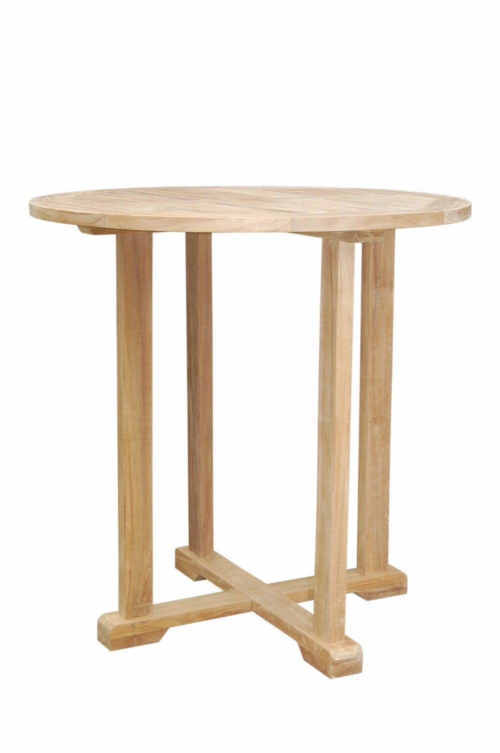 Wooden side table on a white background