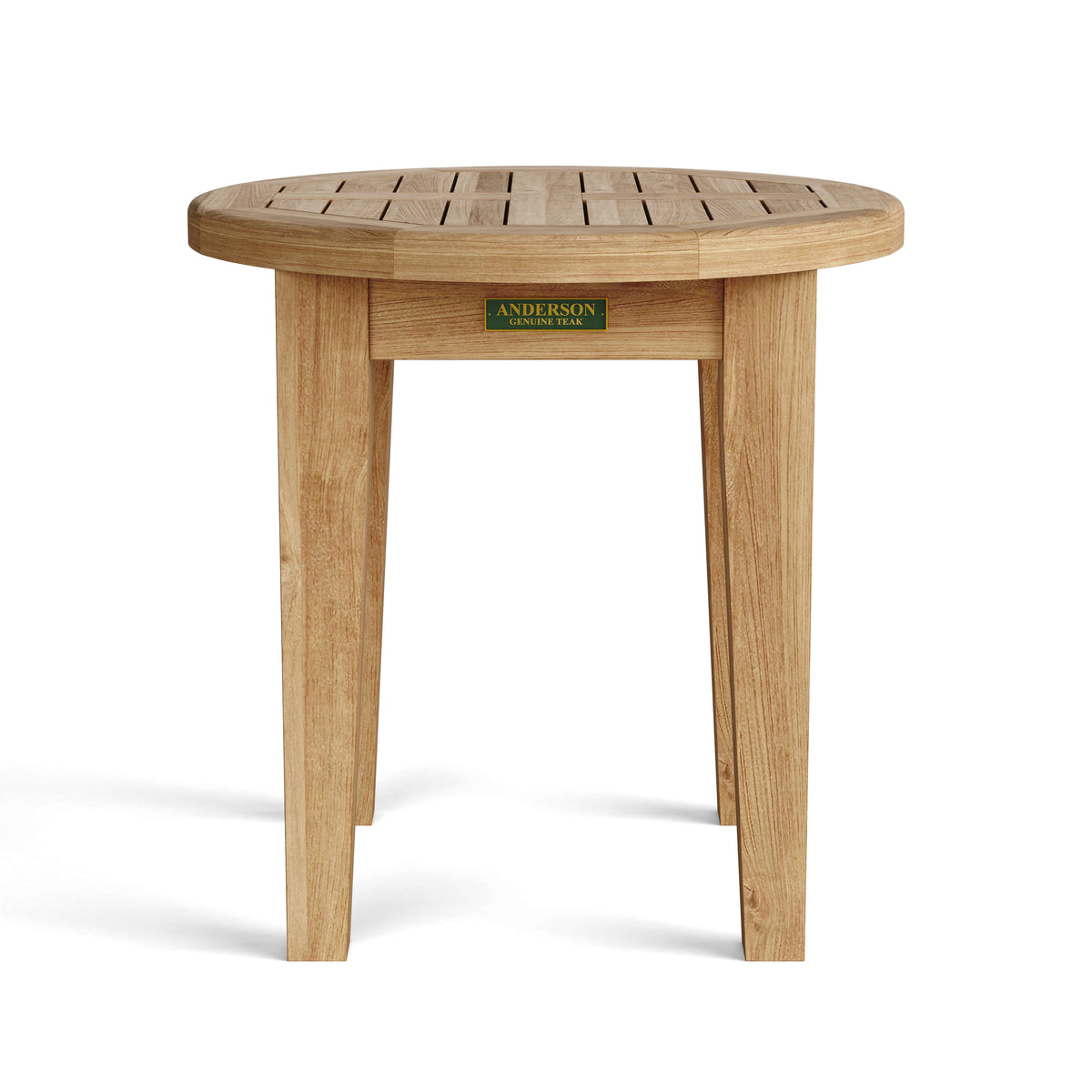 Wooden side table with 'Anderson' branding on a white background