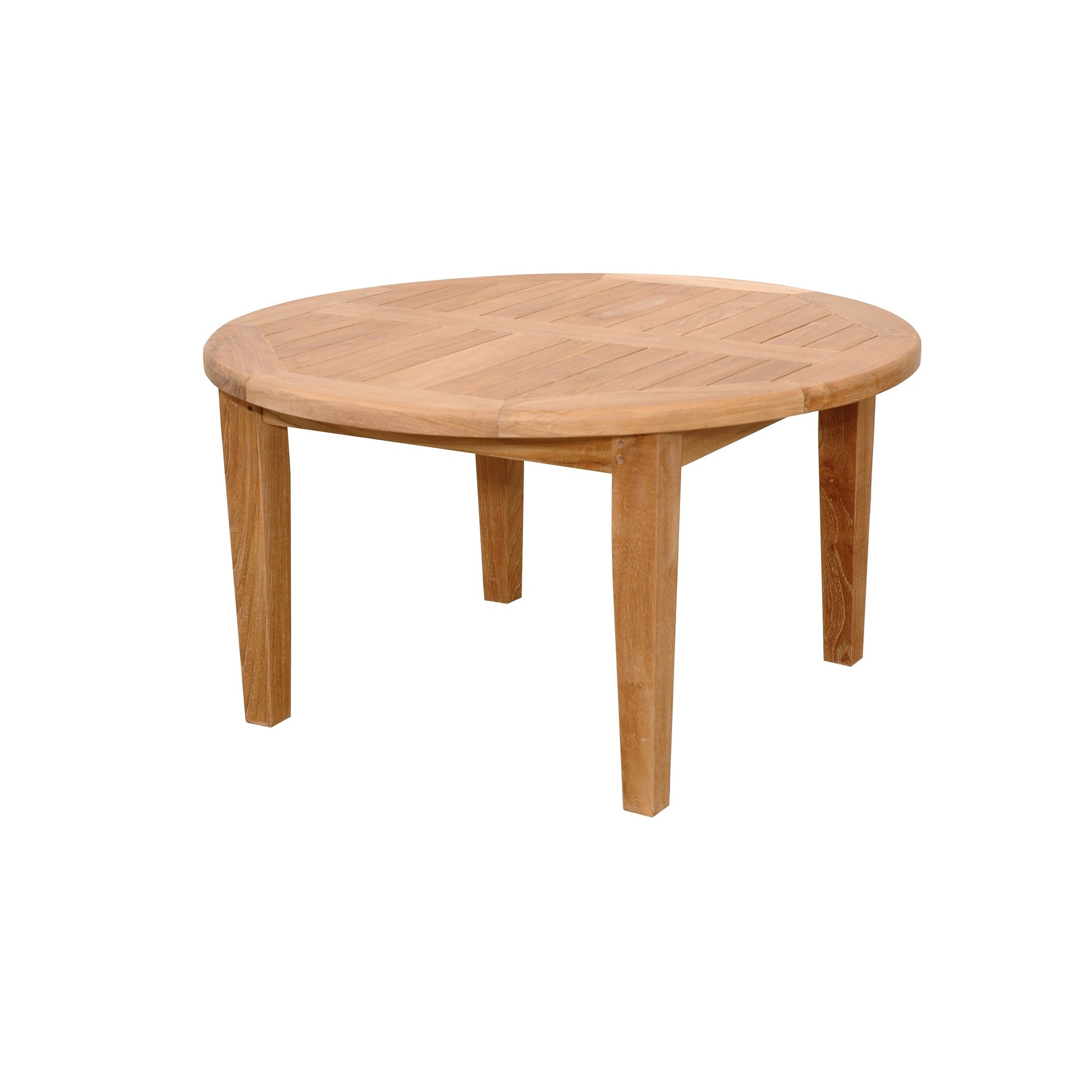 Round wooden table on a white background