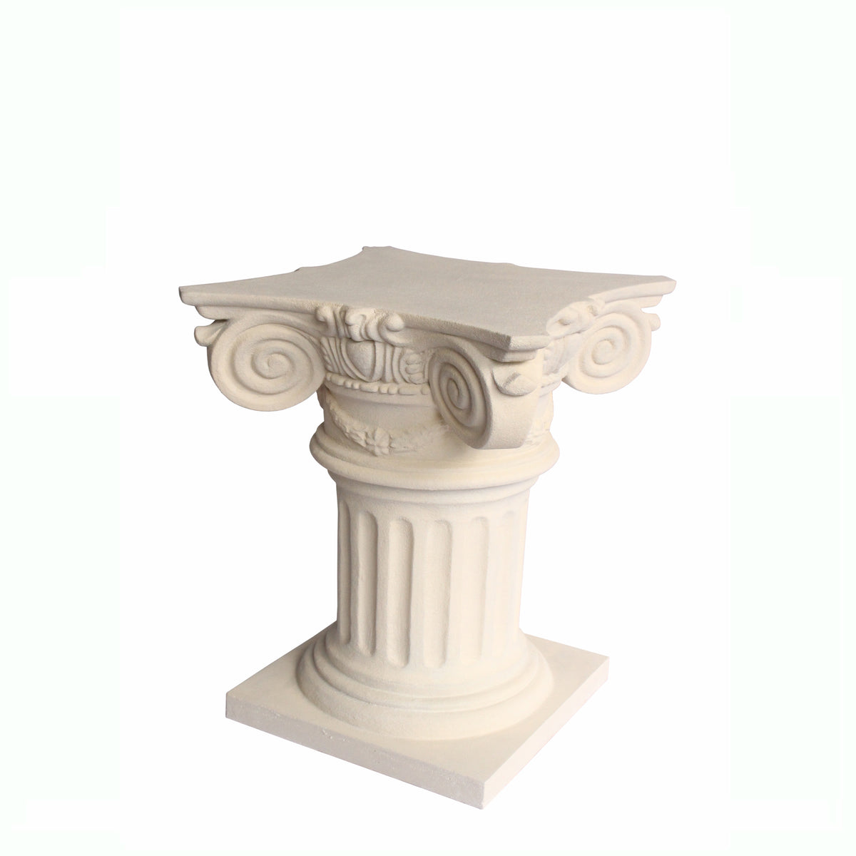 Decorative white column on a white background