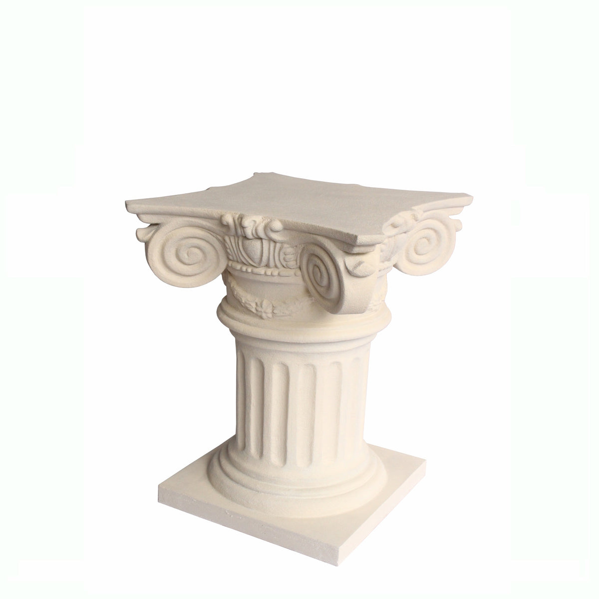 Decorative white column on a white background