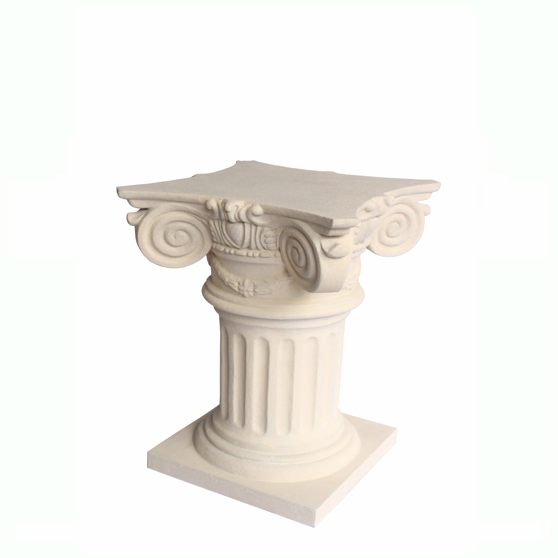 Decorative white column on a white background