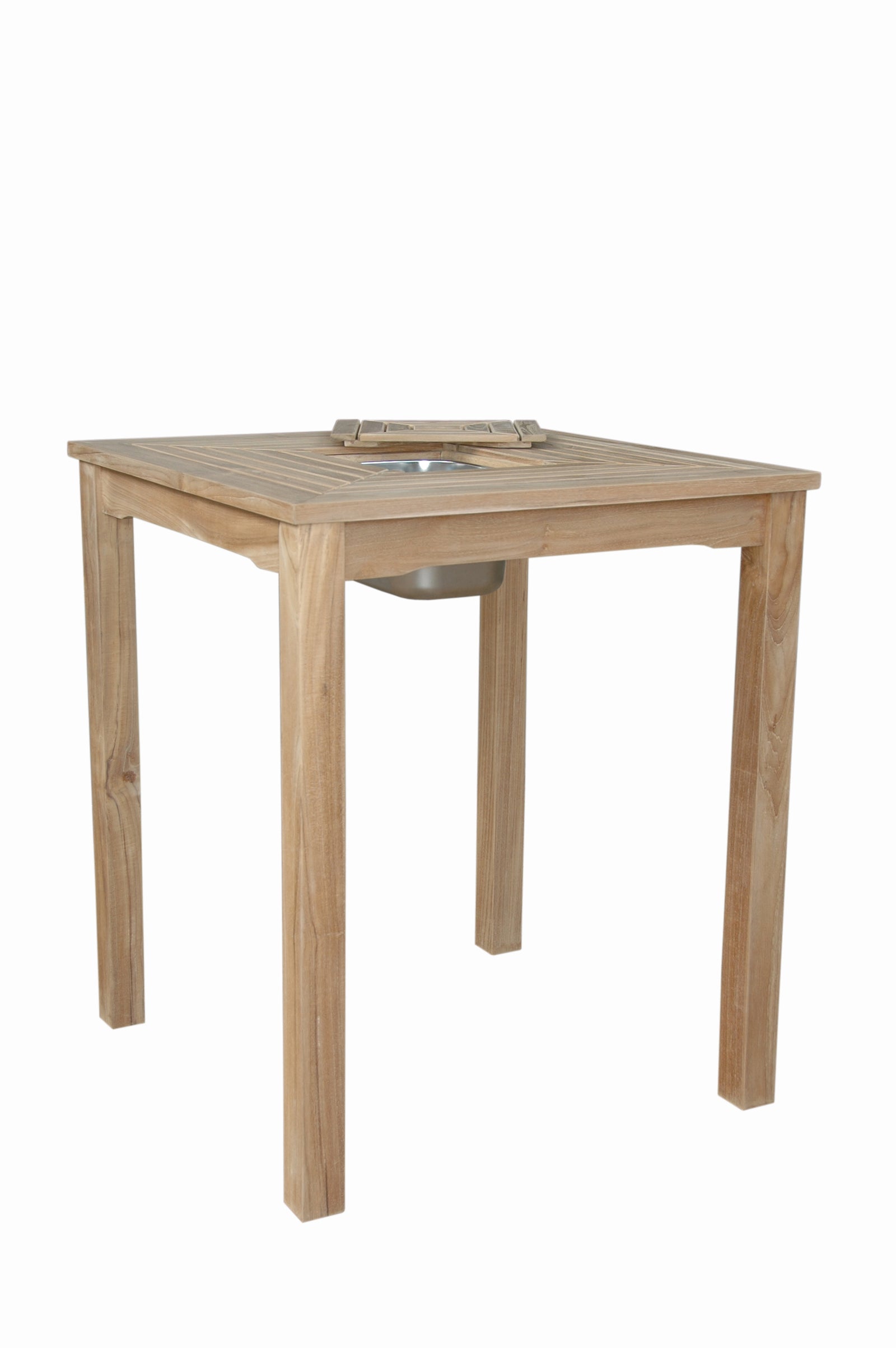 Wooden square table on a white background
