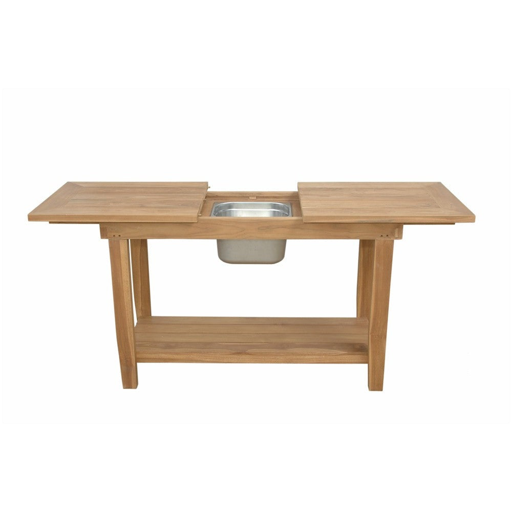 Wooden side table with a shelf on a white background