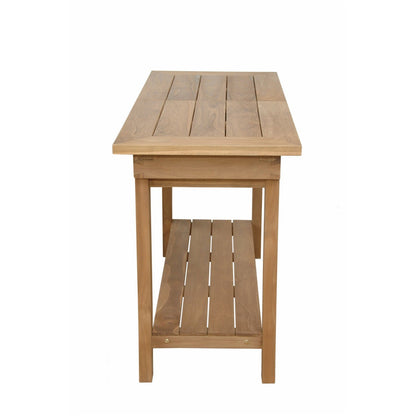 Wooden side table with a shelf on a white background