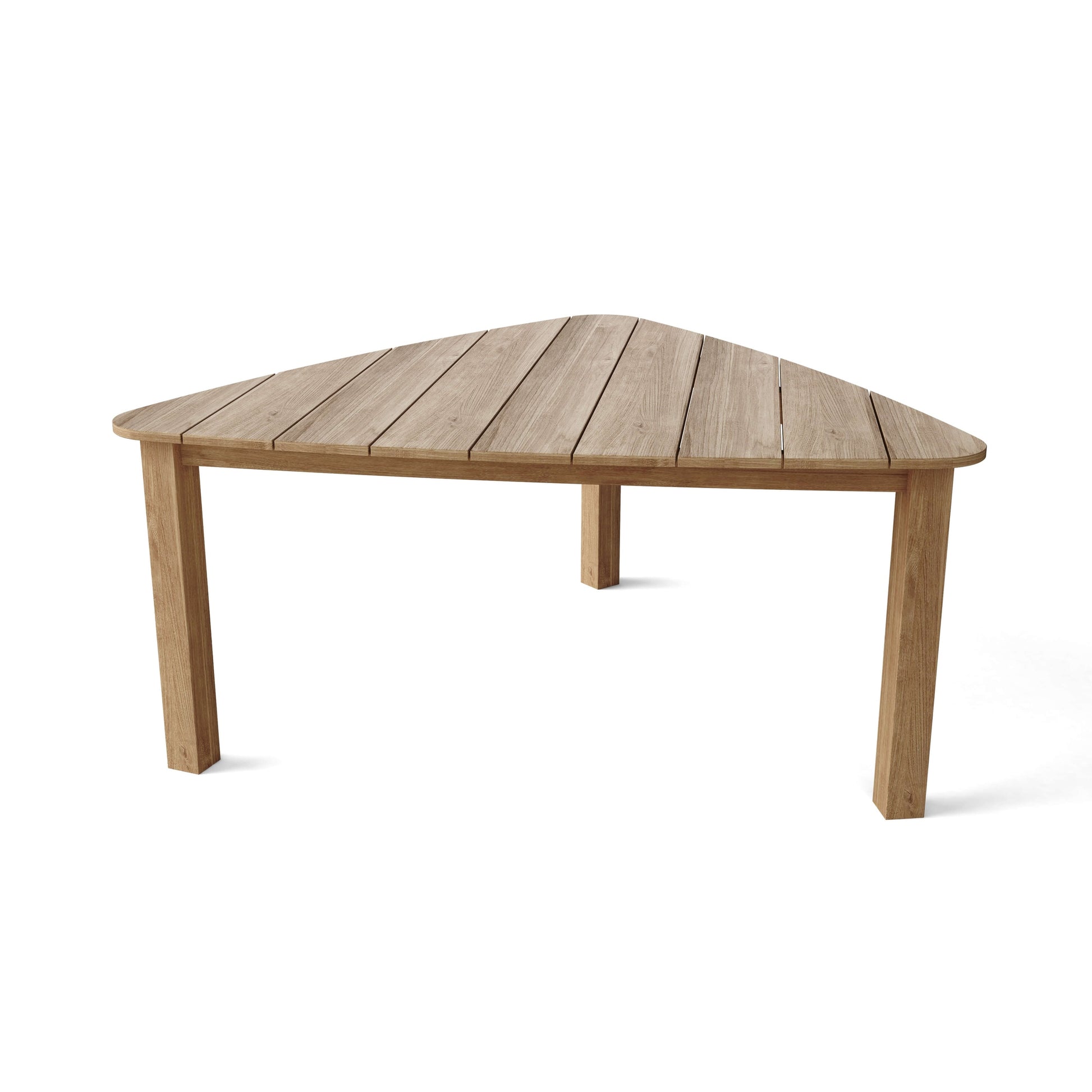 Hexagonal wooden table on a white background