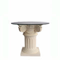 36" Florence Cast Limestone Dining Table with Glass Top