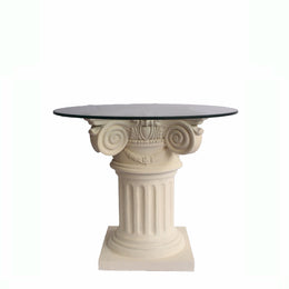 36" Florence Cast Limestone Dining Table with Glass Top