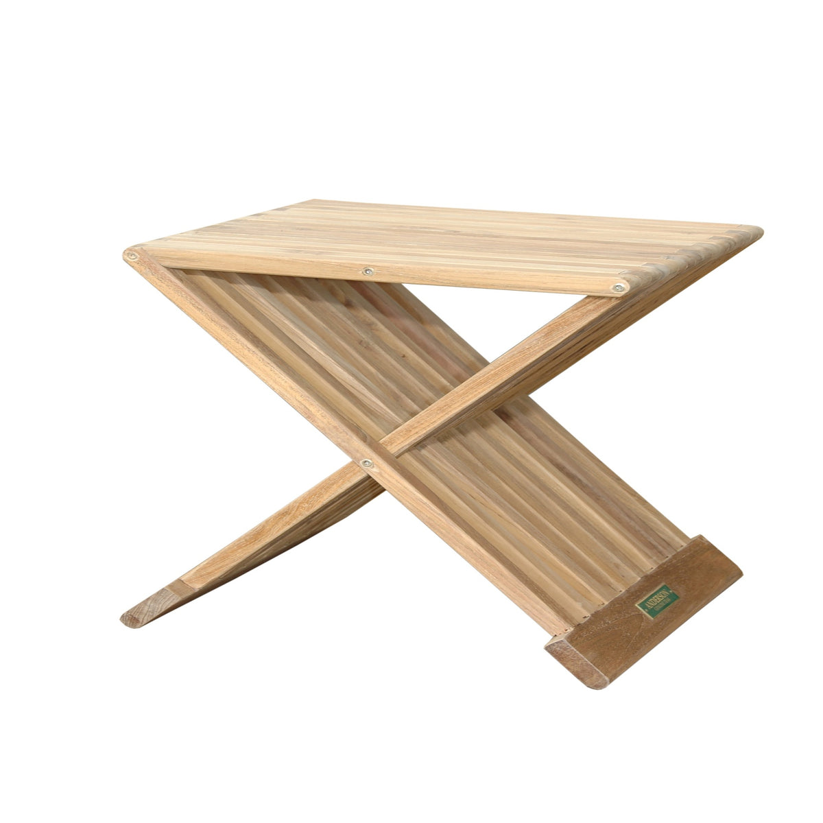 Wooden folding stool on a white background