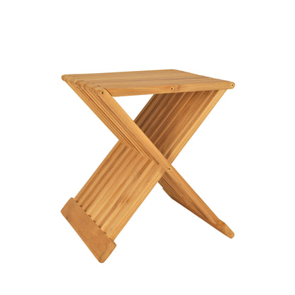 Wooden folding stool on a white background
