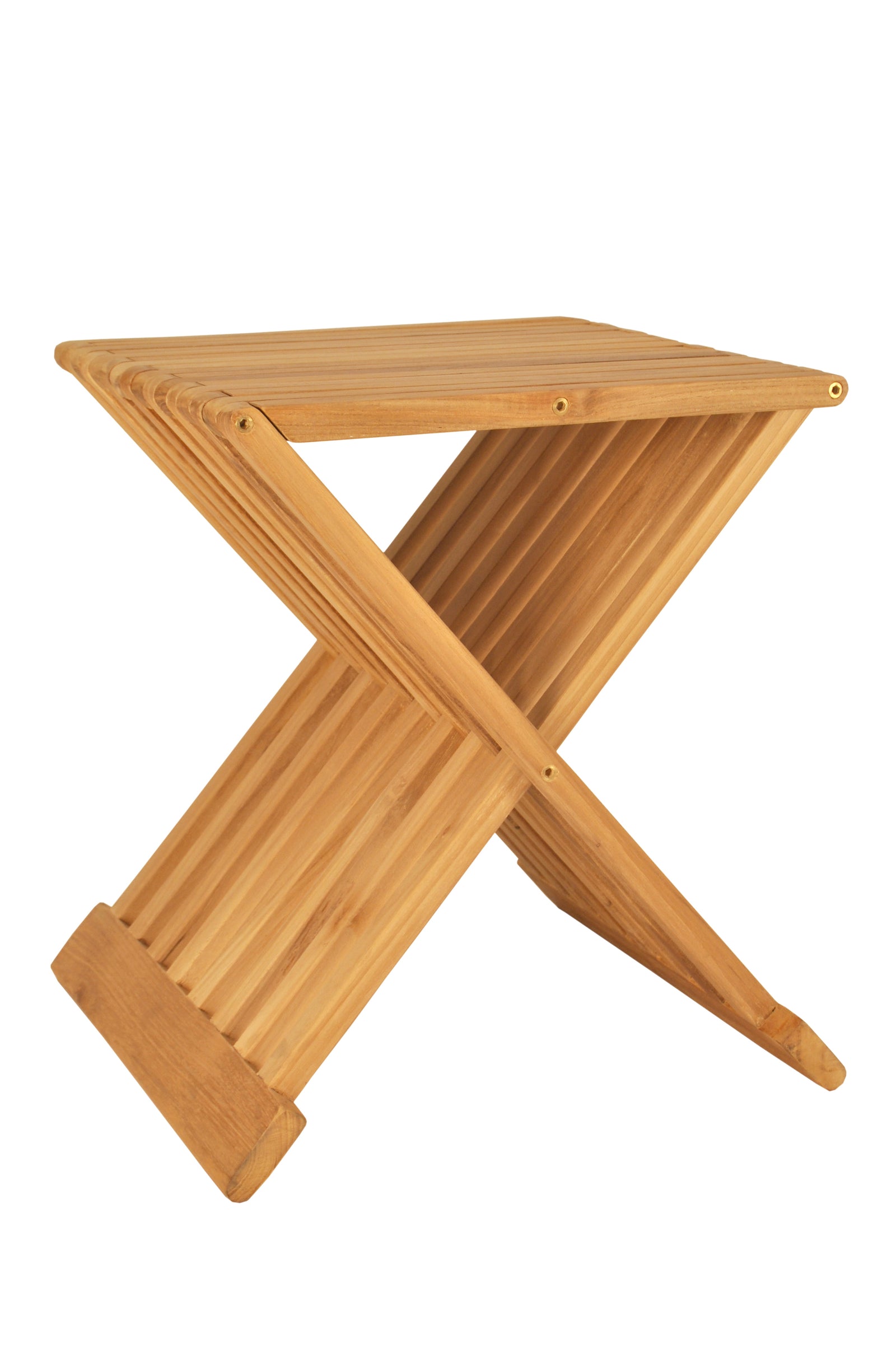 Wooden folding stool on a white background