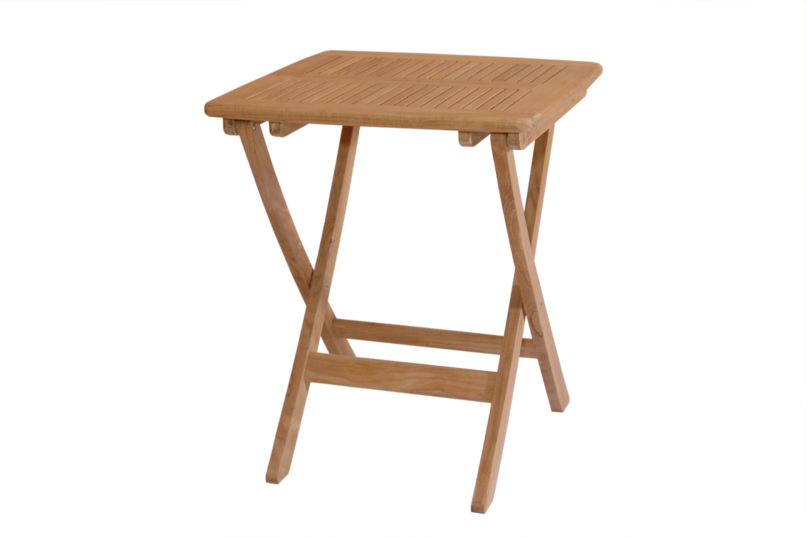 Wooden folding table on a white background
