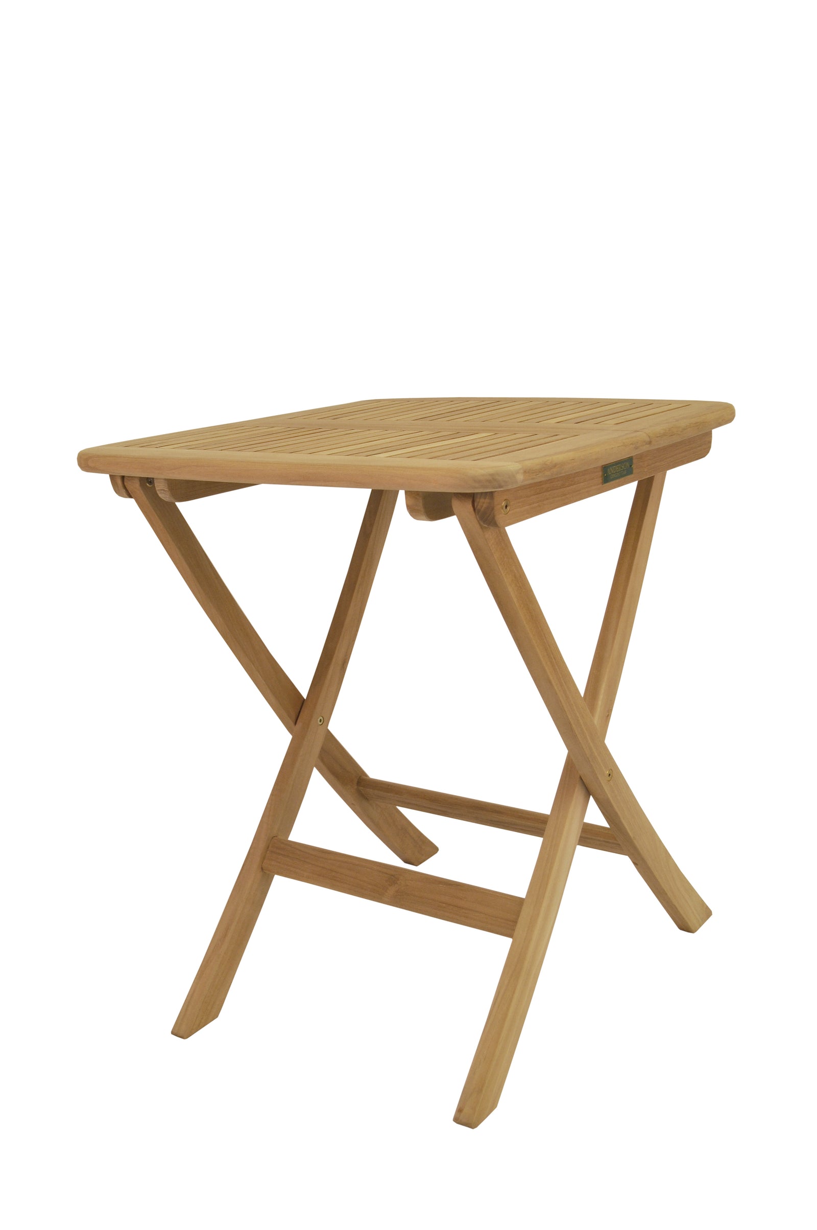 Wooden folding table on a white background