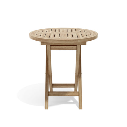 Wooden round table on a white background