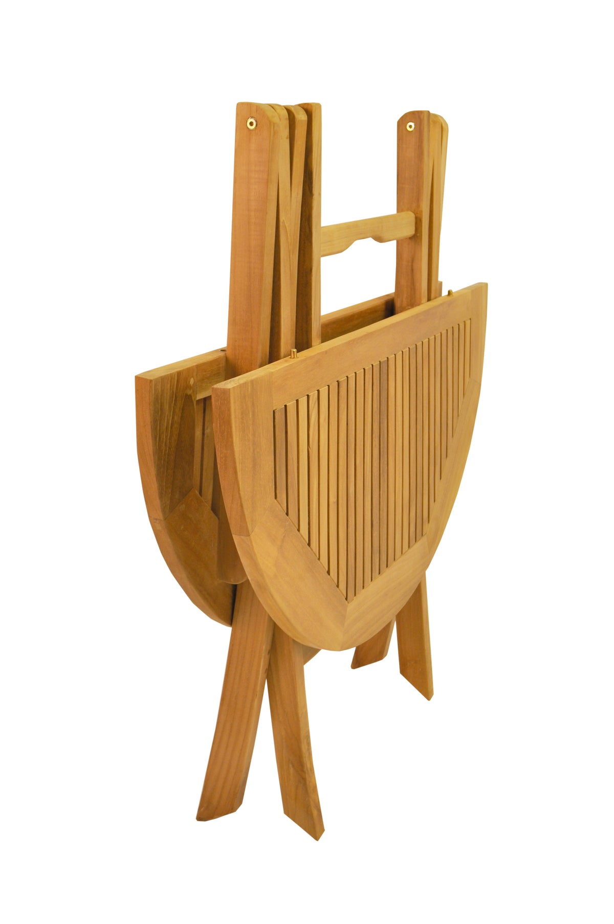 Wooden folding table on a white background