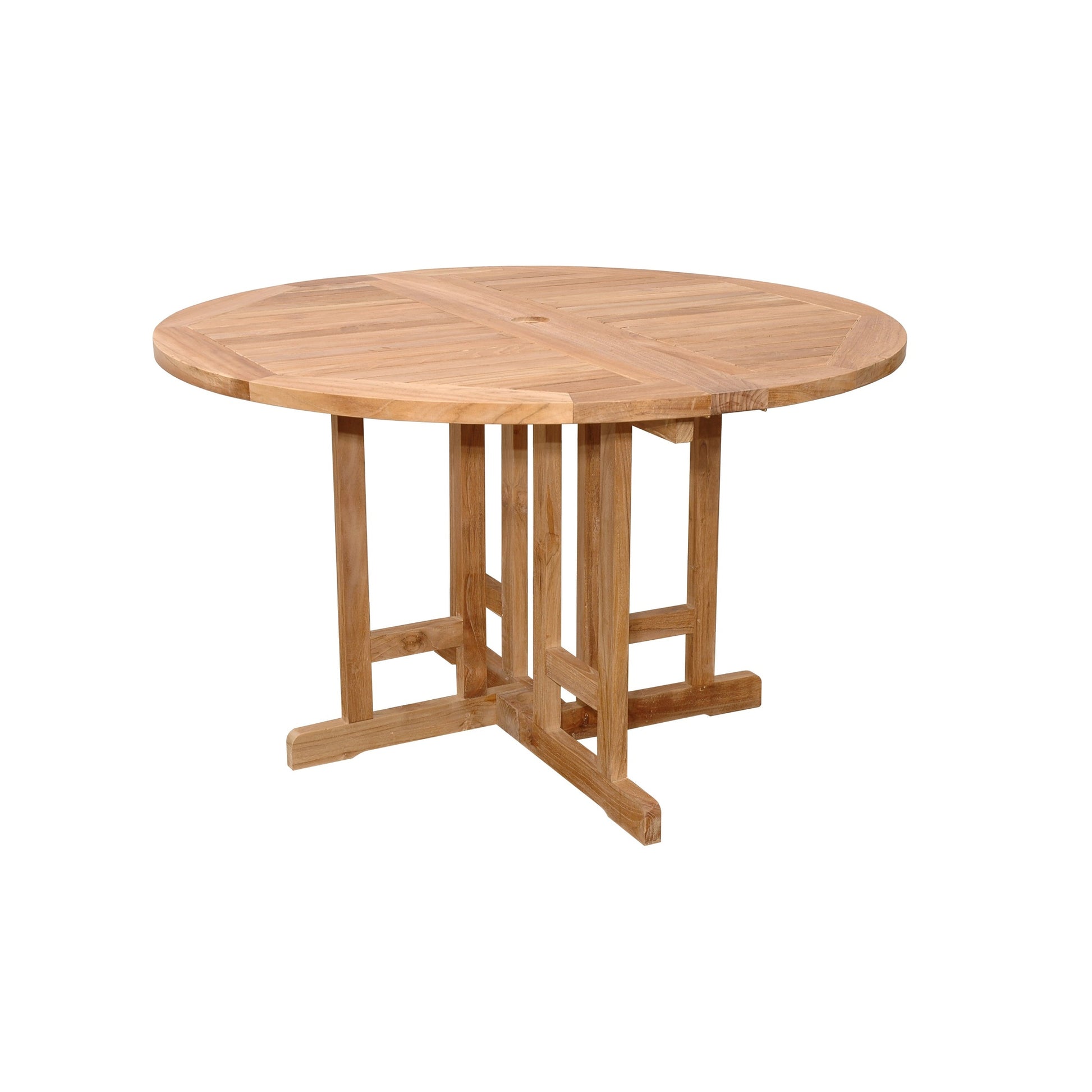 Wooden round table on a white background