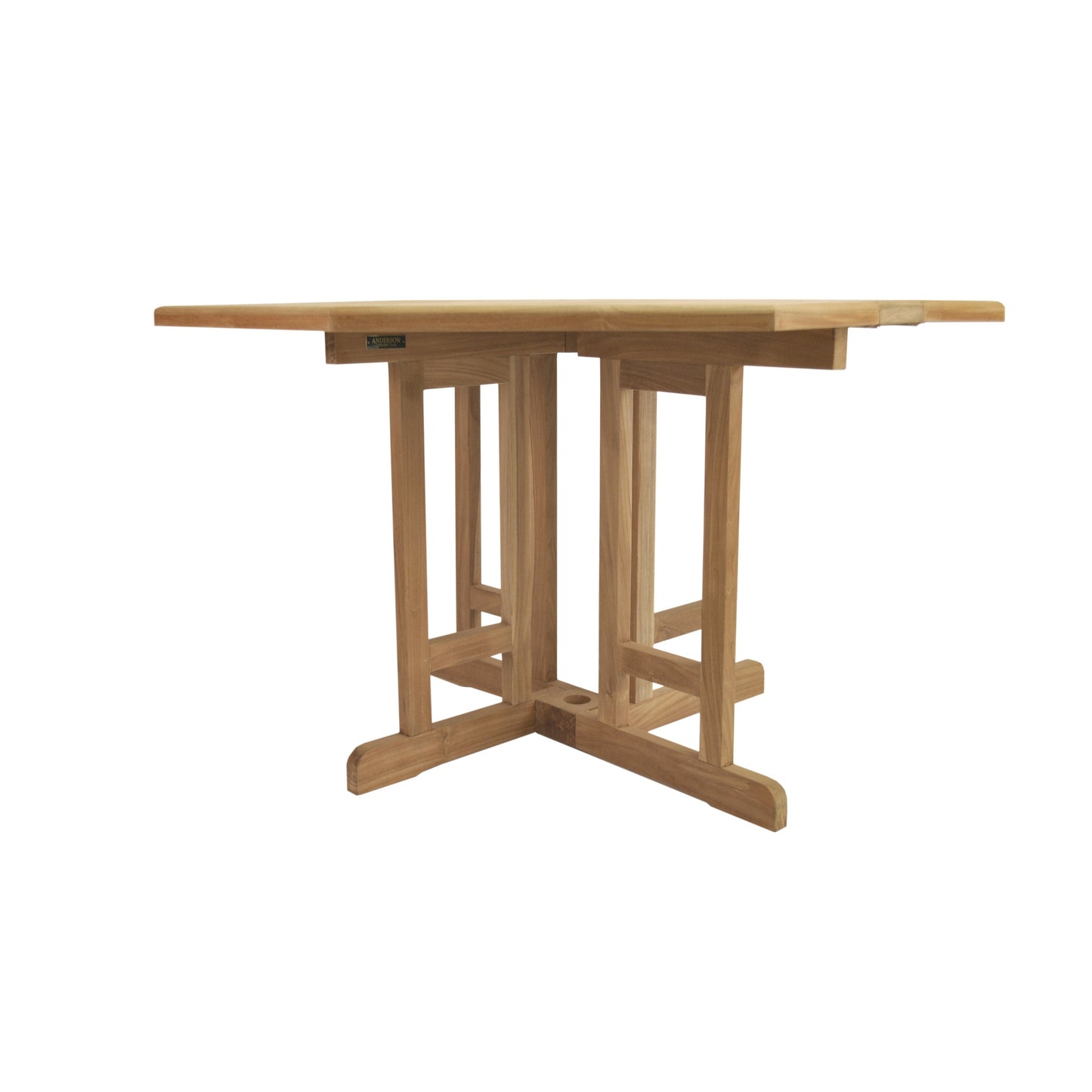 Wooden outdoor table with a white background