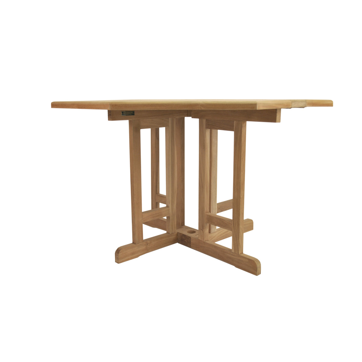Wooden outdoor table with a white background
