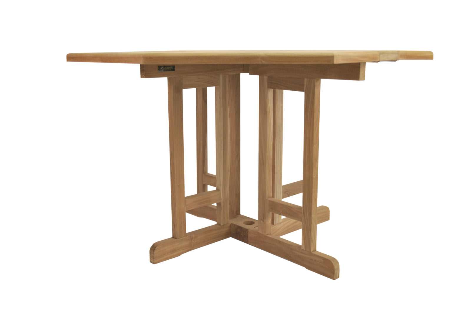 Wooden outdoor table with a white background