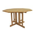 Butterfly 47" Octagonal Teak Folding Table - Outdoor Dining Table with Umbrella Hole