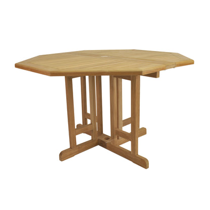 Hexagonal wooden table on a white background