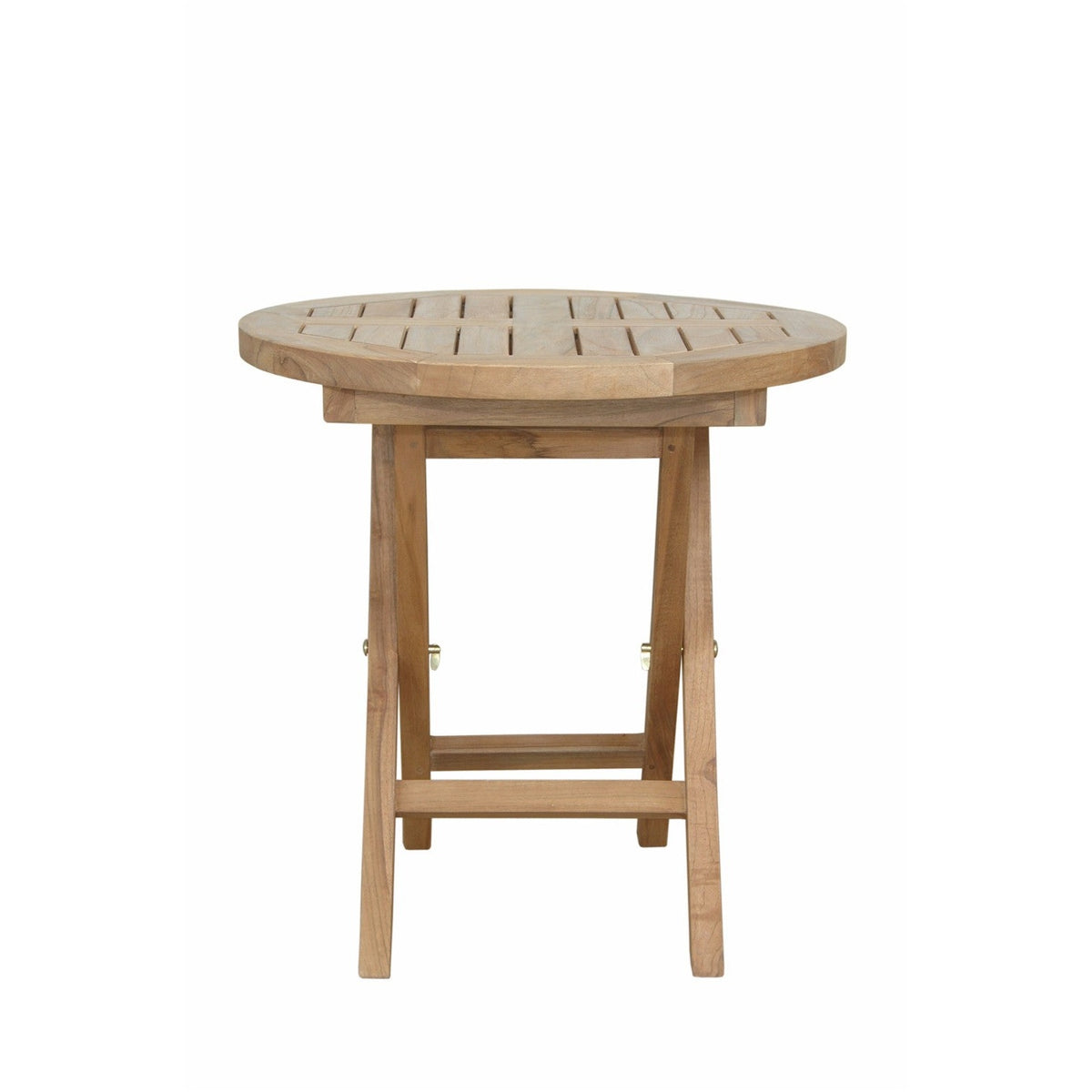 Wooden round table on a white background