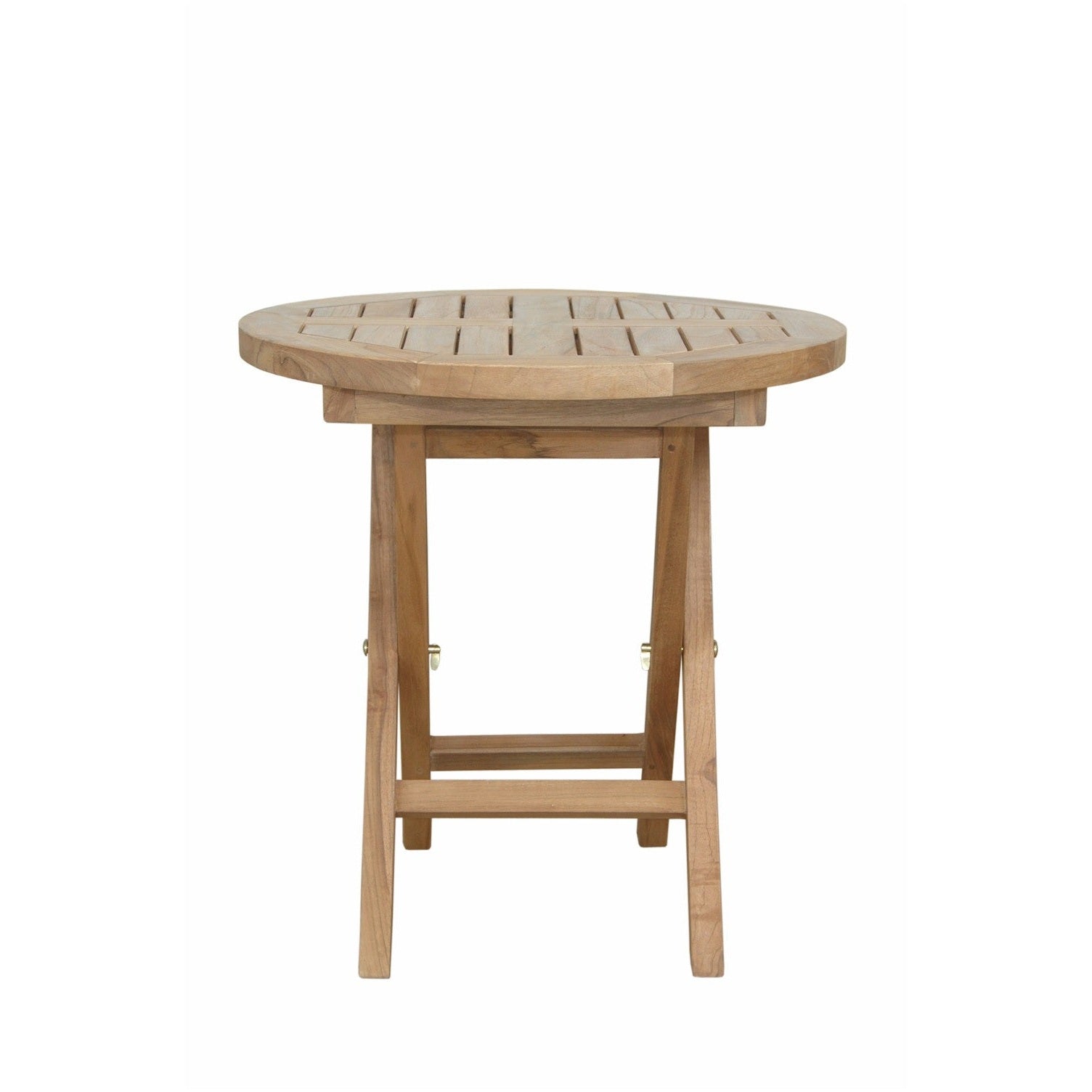 Wooden round table on a white background