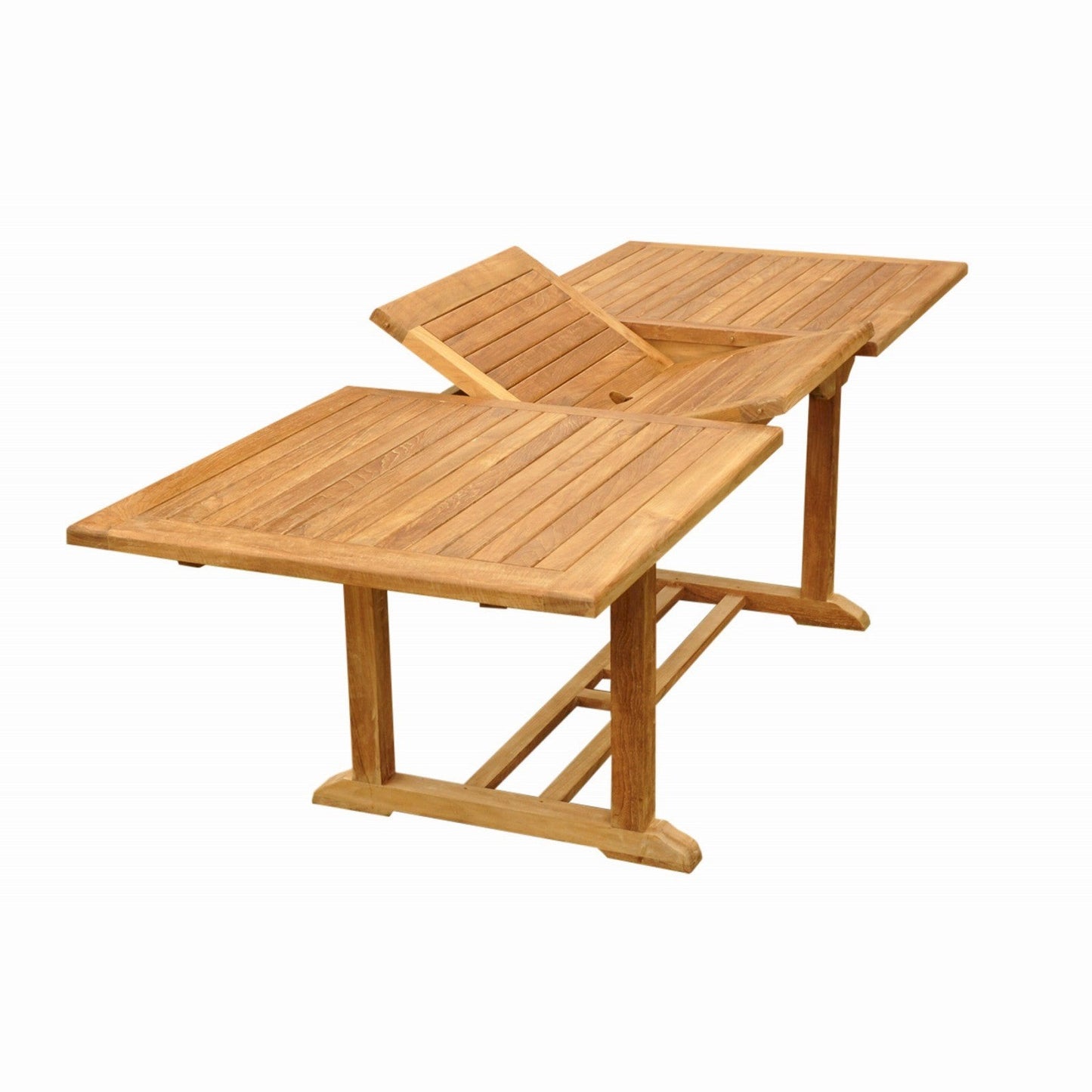 Wooden outdoor table with a white background