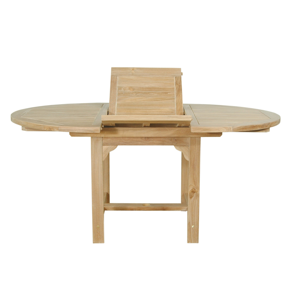 Wooden outdoor table with a chair on a white background