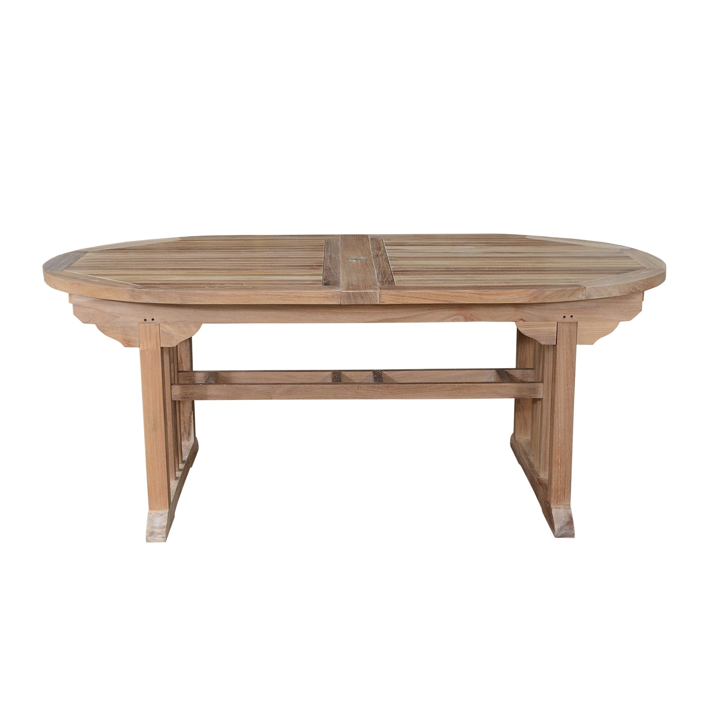 Wooden outdoor table on a white background