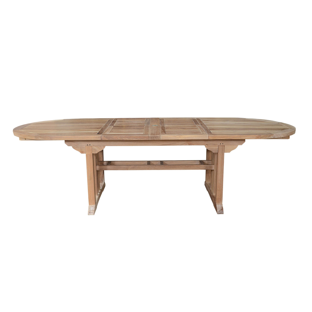 Wooden outdoor table on a white background