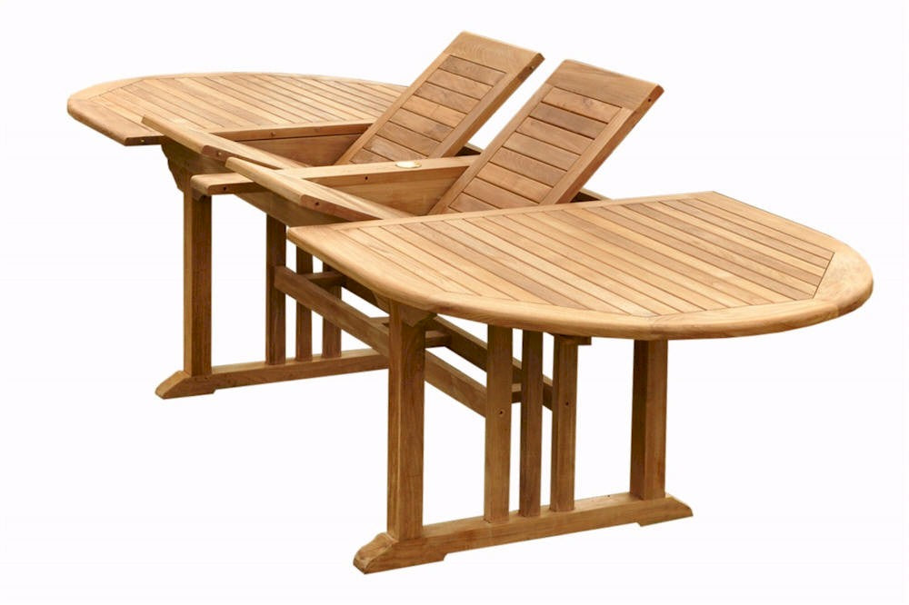 Wooden outdoor table and chairs on a white background