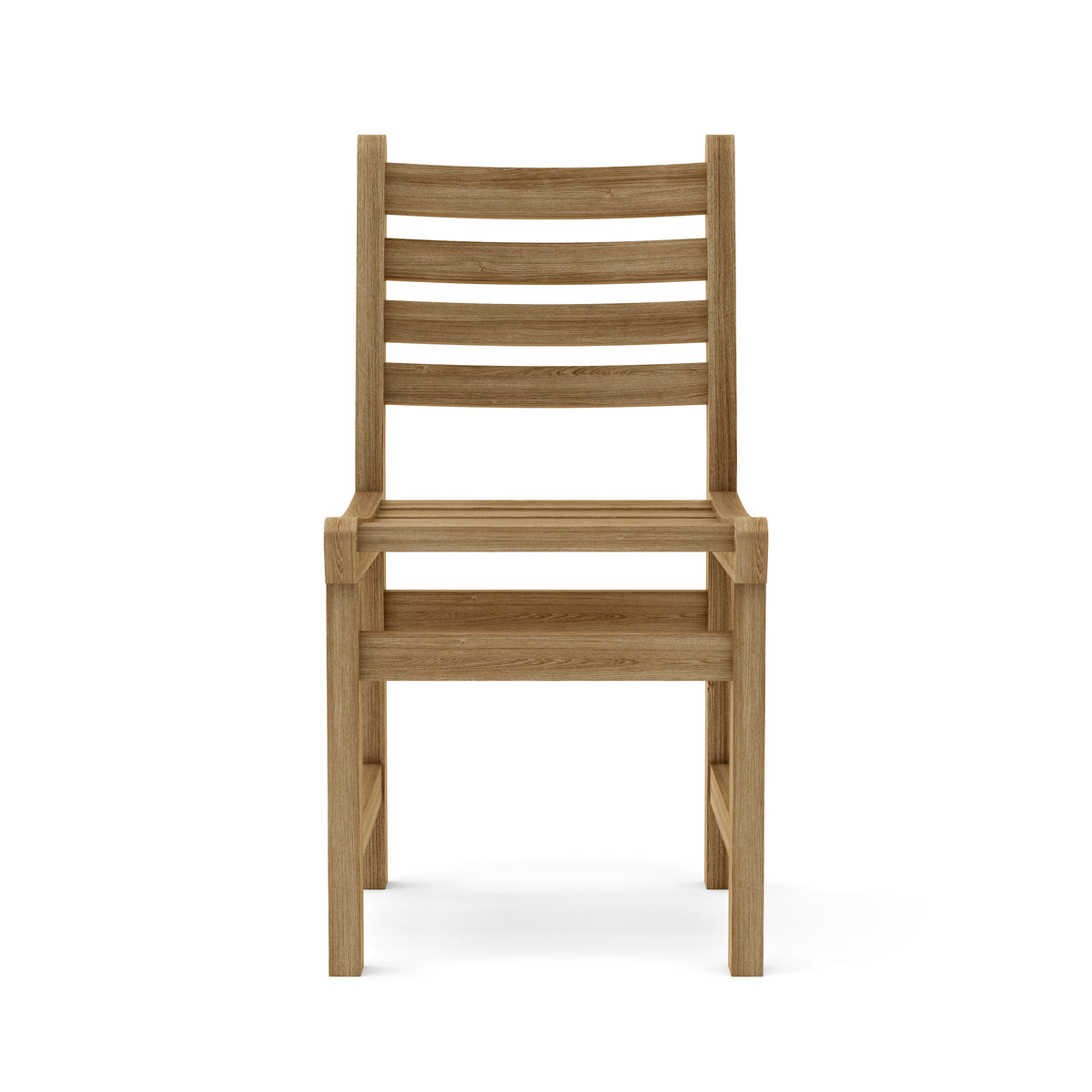 Wooden chair with slatted backrest on a white background