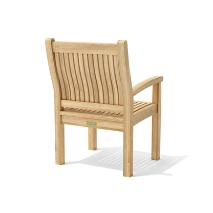 Wooden chair with slatted design on a white background