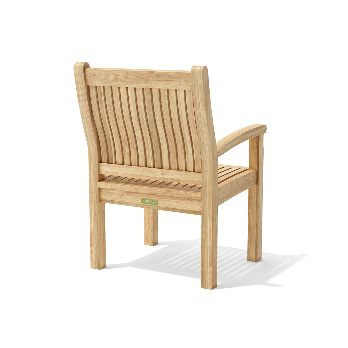 Wooden chair with slatted design on a white background