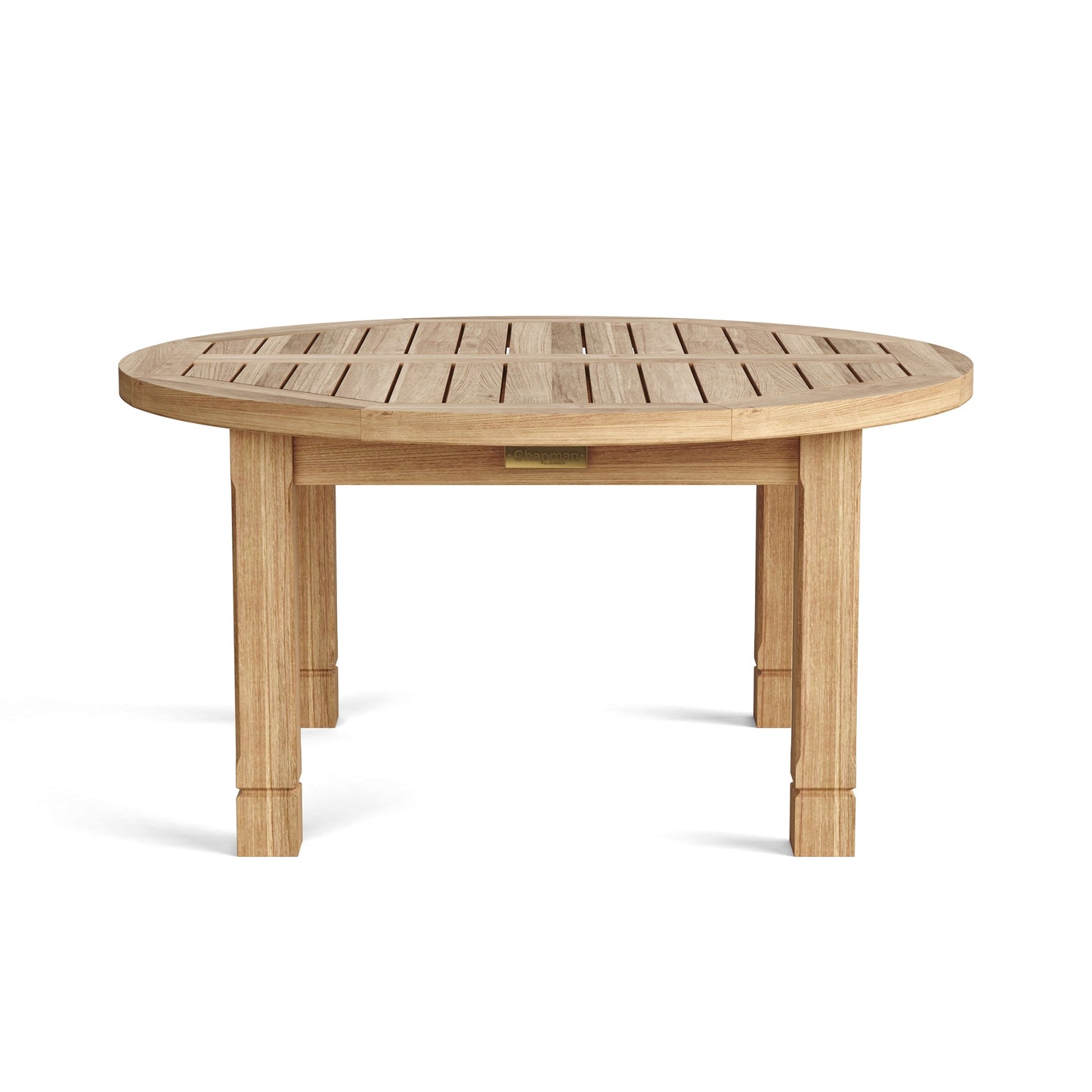 Round wooden table on a white background