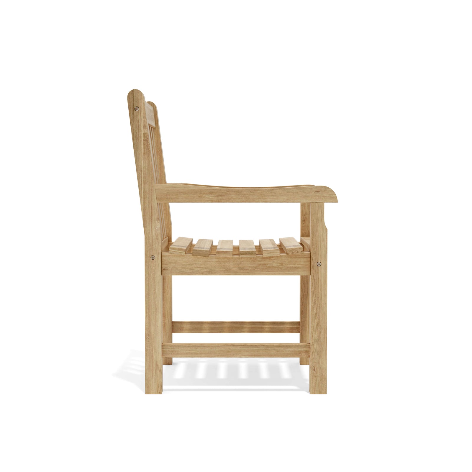 Wooden chair with armrests on a white background