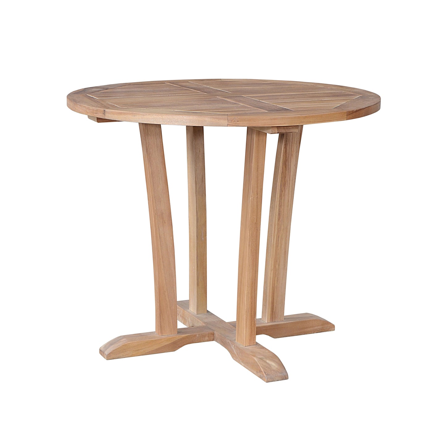 Wooden round table on a white background