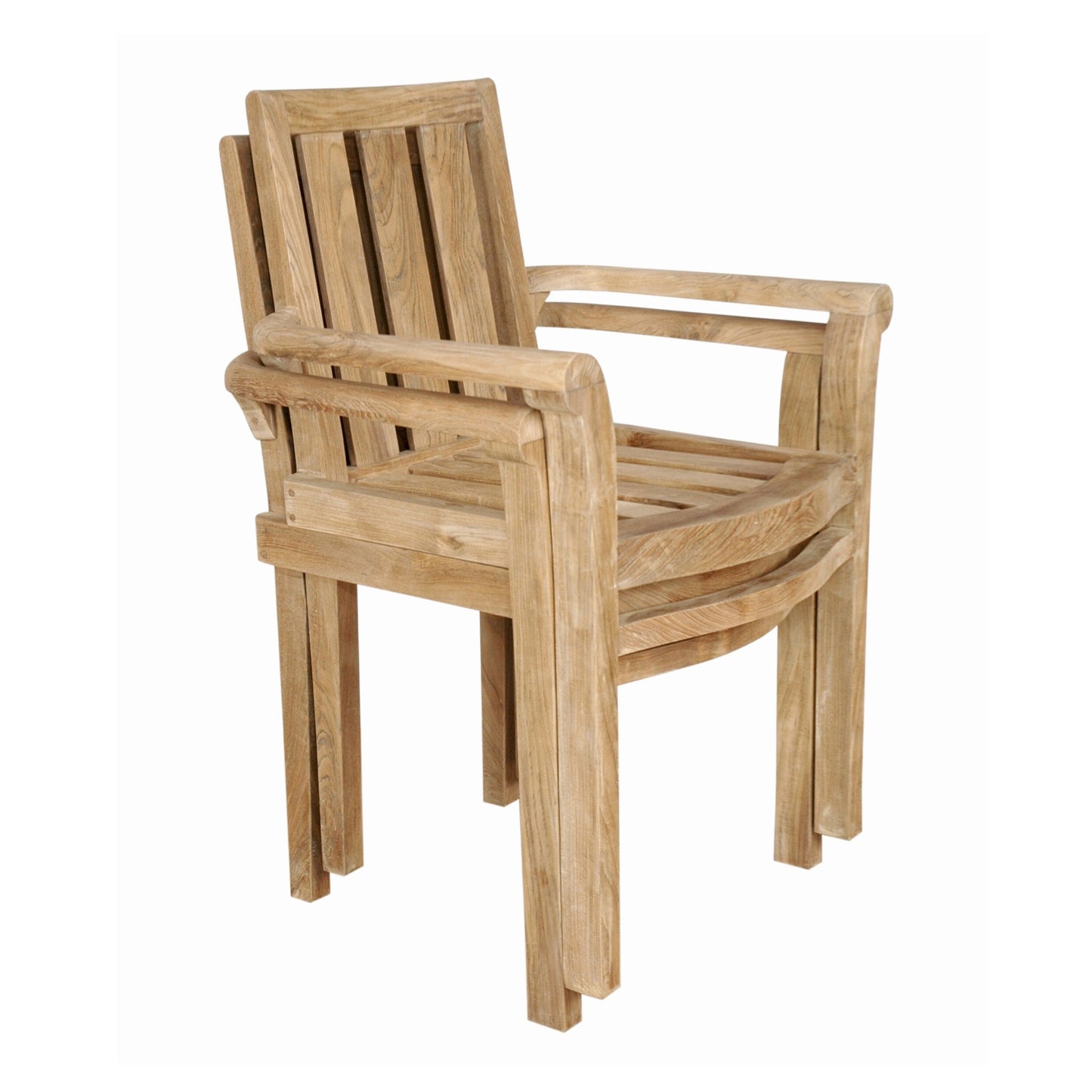 Anderson Teak Classic Stackable Armchair Set of 4 - front view of single teak outdoor armchair